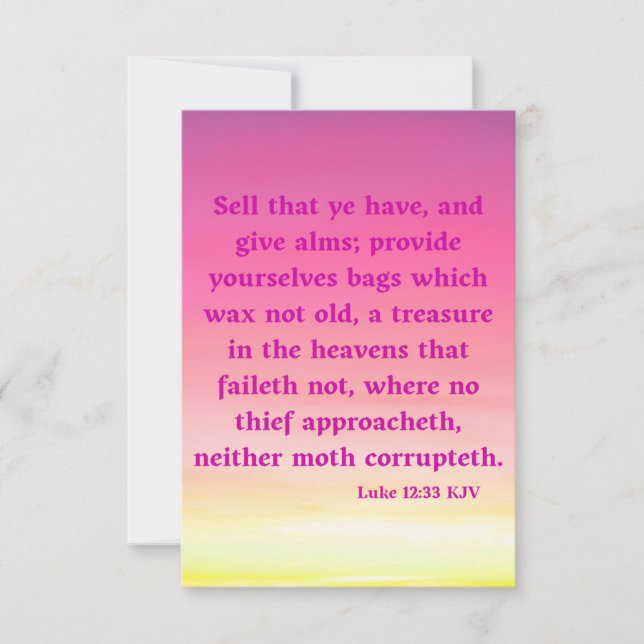 Luke 12:33 KJV Bible Scripture Pic Greeting Card (Front)