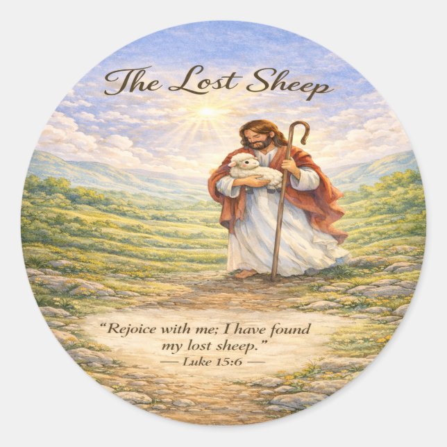 Luke 15 Parable Lost Sheep  Classic Round Sticker (Front)