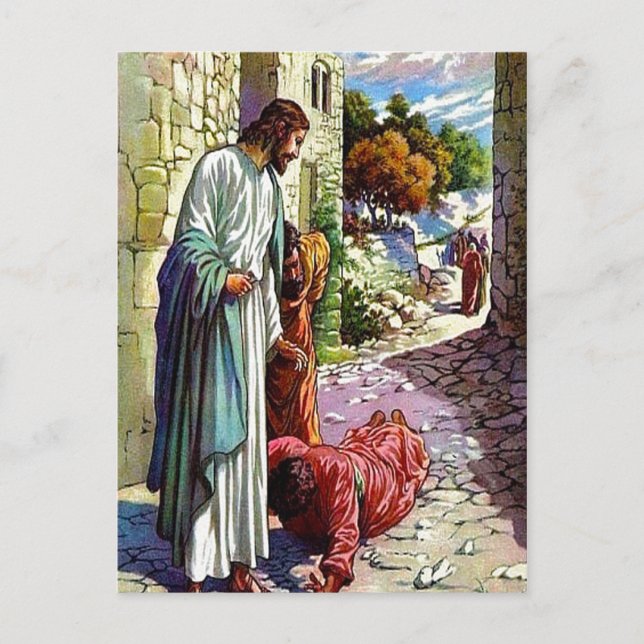 Luke 17:11-19 Ten Lepers Cleansed postcard (Front)