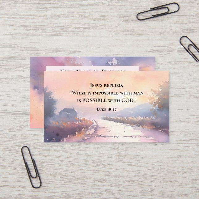 Luke 18:27 Possible with God, Jesus Bible Verse  Business Card (Front/Back In Situ)