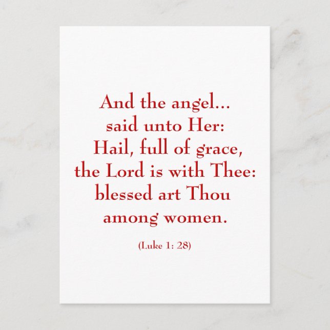 Luke 1: 28 ( Hail Mary ) Postcard (Front)