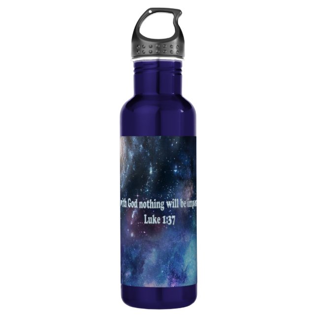 Luke 1:37 710 ml water bottle (Front)