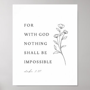 Luke 1:37 Bible Verse Poster