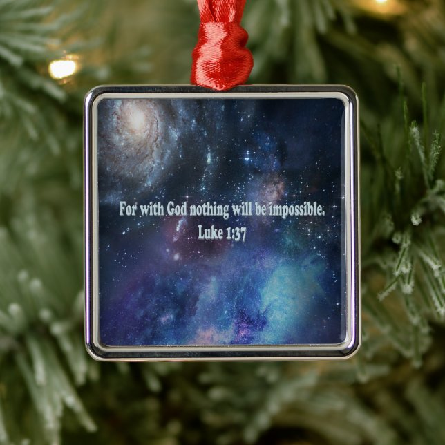 Luke 1:37 metal ornament (Tree)