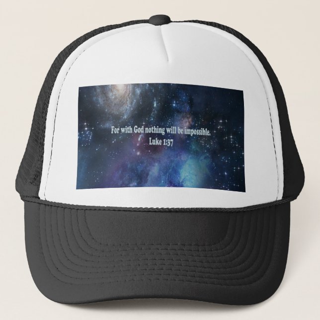 Luke 1:37 trucker hat (Front)