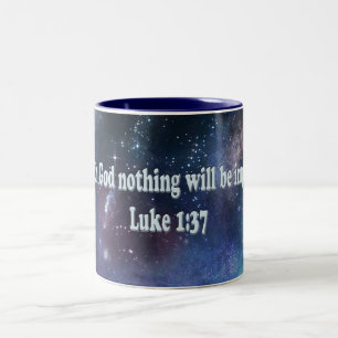 Luke 1:37 Two-Tone coffee mug