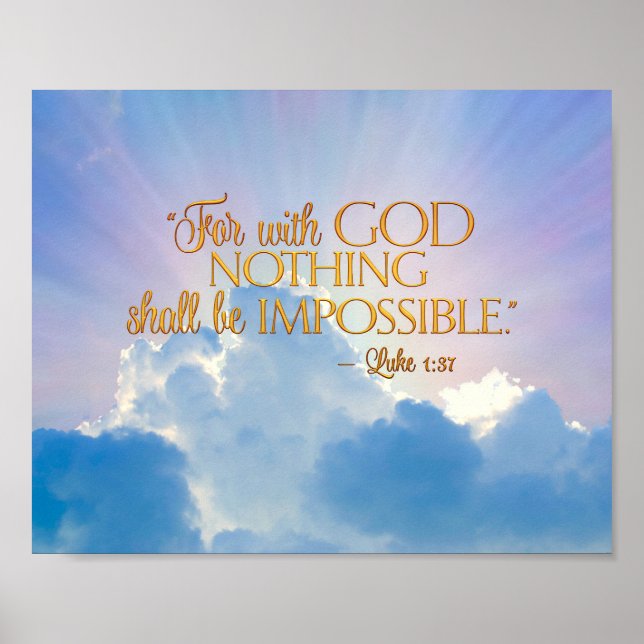 Luke 1:37 With God Nothing Impossible Canvas Print (Front)