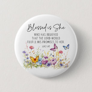 Luke 1:45 Blessed is She Scripture Wildflowers 6 Cm Round Badge