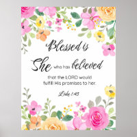 Luke 1:45 Blessed is She, Women's Scripture Floral