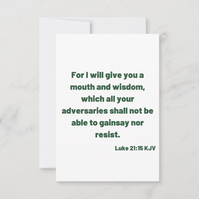 Luke 21:15 KJV Bible Verse Flat Greeting Card (Front)