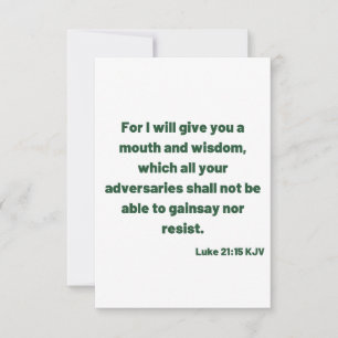 Luke 21:15 KJV Bible Verse Flat Greeting Card