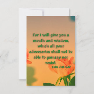 Luke 21:15 KJV Bible Verse Pic Flat Greeting Card