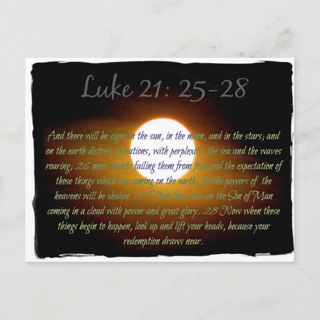 Luke 21:25-28 verses with Moon Postcard (Front)