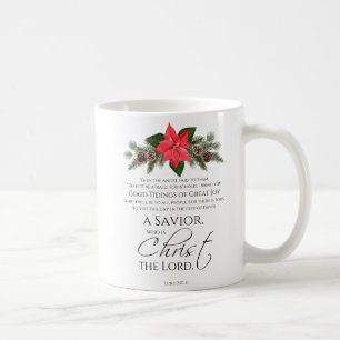 Luke 2:10-11 Good Tidings Poinsettia Christmas Coffee Mug