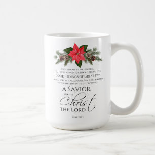 Luke 2:10-11 Good Tidings Poinsettia Christmas Coffee Mug