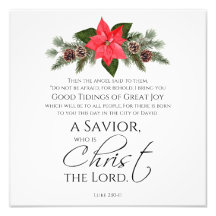 Luke 2:10-11 Good Tidings Poinsettia Christmas