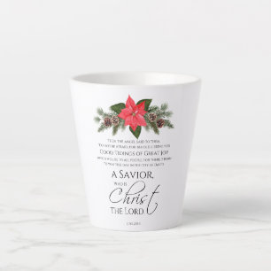 Luke 2:10-11 Poinsettia Christmas Scripture Latte Mug