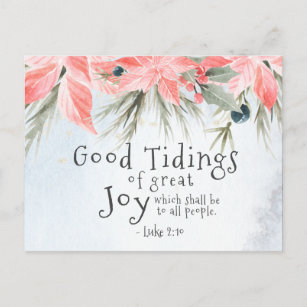 Luke 2:10 Good tidings of great joy, Christmas Postcard