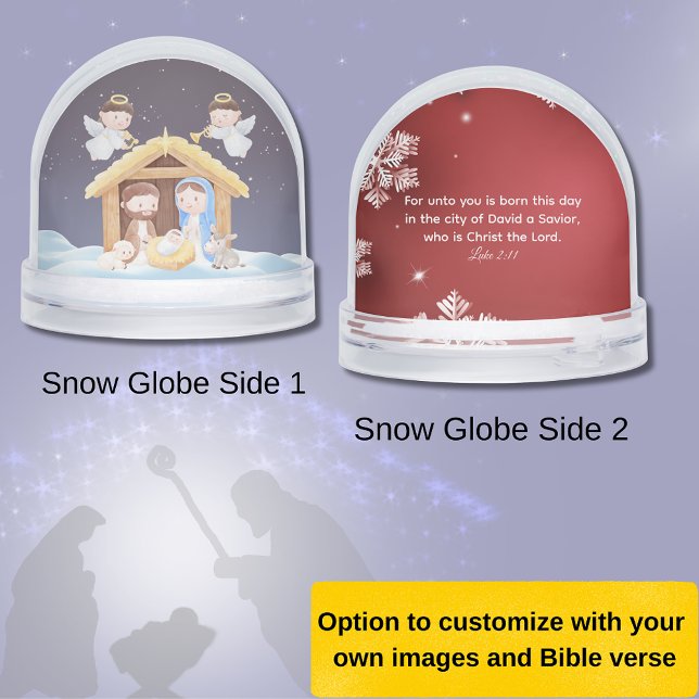Luke 2:11 Nativity Bible Verse Snow Globe (Luke 2:11 Nativity scene with snow)