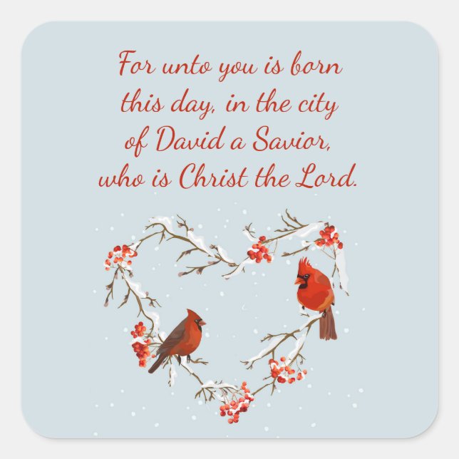 Luke 2:11 Scripture Christmas Bible Verse  Square Sticker (Front)