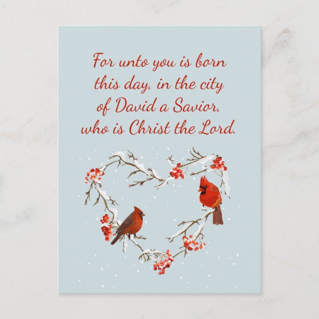 Luke 2:11 Scripture for Christmas Bible Verse  Postcard (Front)