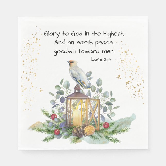 Luke 2:14 Glory to God in the Highest Christmas Napkin (Front)