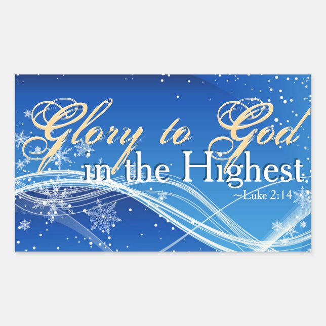Luke 2:14 "Glory to God in the Highest" Christmas Rectangular Sticker (Front)