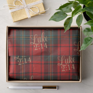 Luke 2:14 Red Tartan Christmas Classic Plaid Tissue Paper