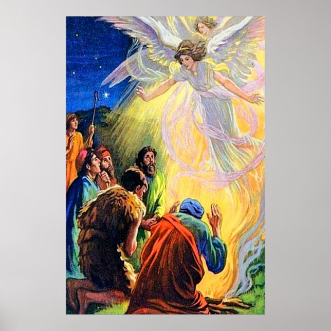 Luke 2:8-14 AngelsTell the Savior's Birth poster (Front)