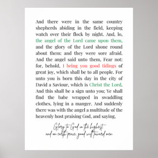 Luke 2:8-14 Bible Verse, Christmas Poster