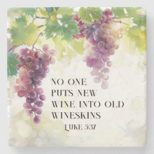 Luke 5:37 New Wine into Old Wineskins Bible Verse  Stone Coaster