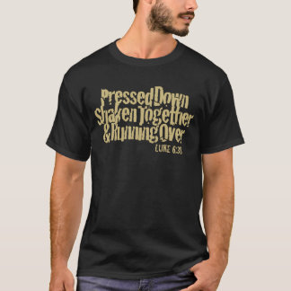 Luke 6:38 in Khaki on Black T-Shirt