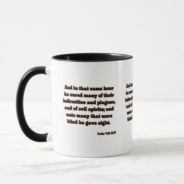 Luke 7:21 KJV Bible Scripture Two-Tone Mug (Left)