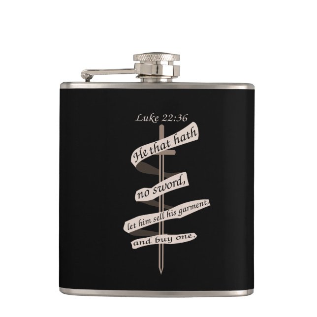Luke Advice Buy a Sword Hip Flask (Front)
