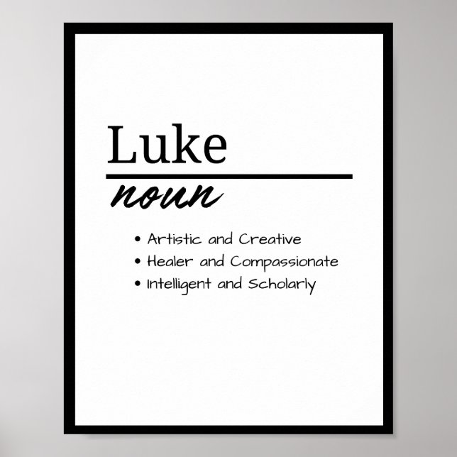 Luke, Boy Personalised Name Definition Poster (Front)