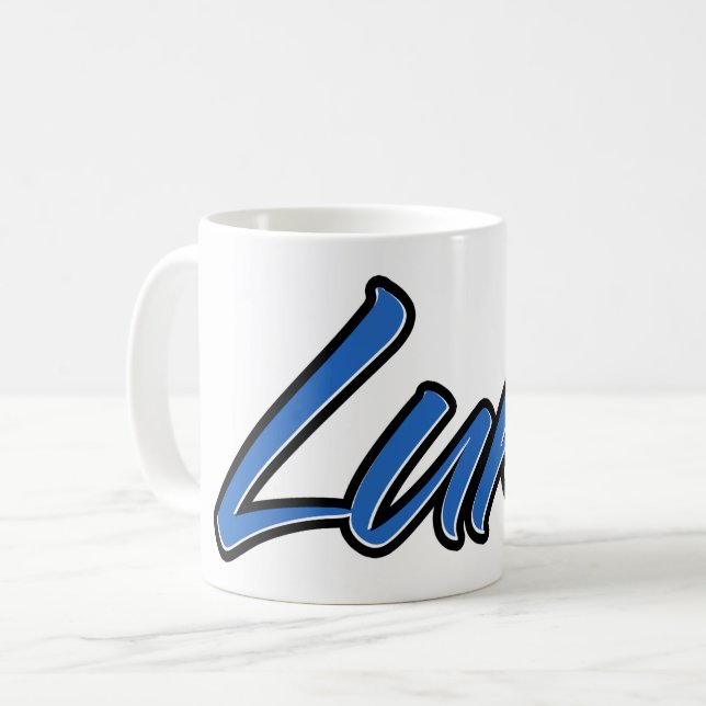 Luke First name name blue cup coffee cup (Front Left)