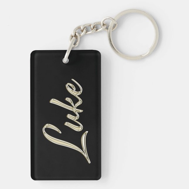 Luke Name whitegold key trailer Key Ring (Back)