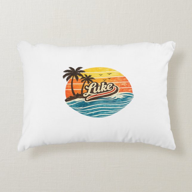 Luke Retro Sunset Name Design Decorative Cushion (Front)