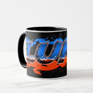 Luke Vorname Name Graffiti blue orange Tasse Mug