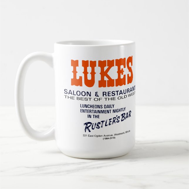 Lukes Saloon and Restaurant, Westmont, IL Coffee Mug (Left)