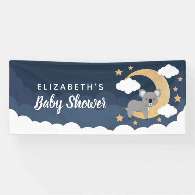 Lullaby Baby Koala Moon Baby Shower Banner (Horizontal)