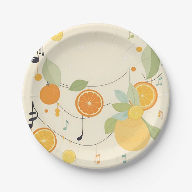 Lullaby in Citrus Grove Baby Shower Paper Plates (Front)