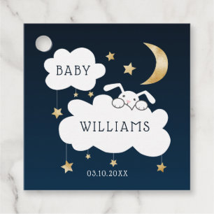 Lullaby Theme Navy Gold Baby Shower Favour Tags