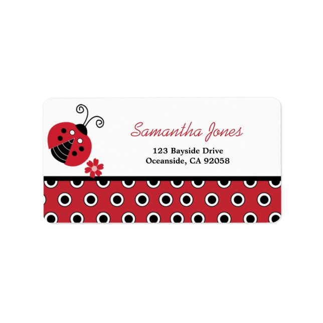 Lullabye Ladybug Trendy Red Dot Address Label (Front)