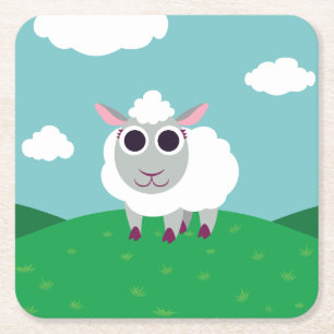 Lulu the Sheep Square Paper Coaster