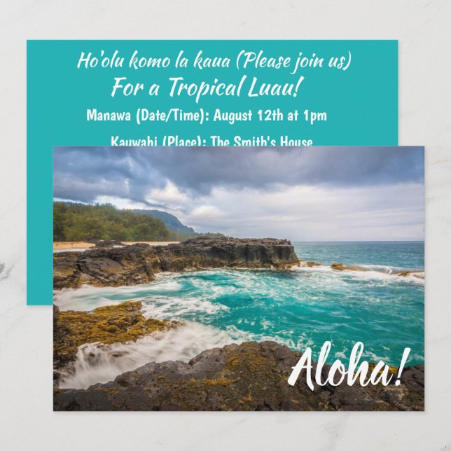 Lumaha'i Beach, Kauai, Hawaii Invitation (Front/Back)
