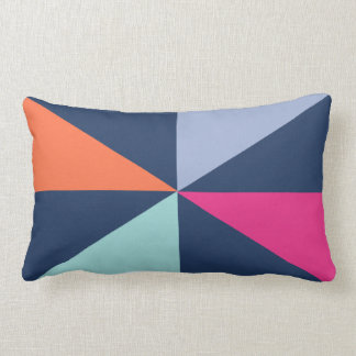 Lumbar cushion with modern triangular graphic-navy