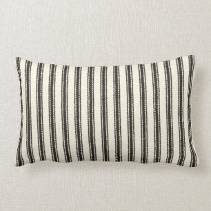 Lumbar FarmHouse-Black-Ticking-Outdoor-Indoor M L Lumbar Cushion