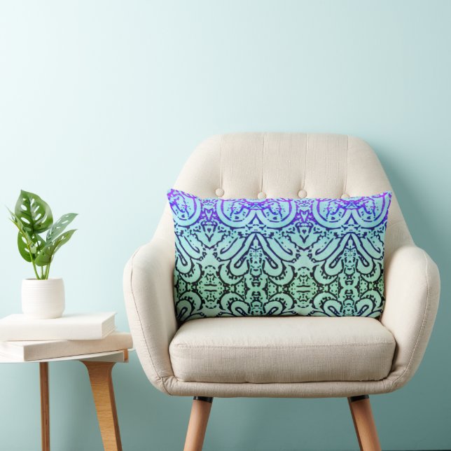 Lumbar Pillow - Cool-Coloured Abstract  (Chair)