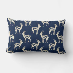 Lumbar Pillow: Navy Blue Ikat Design Cushion